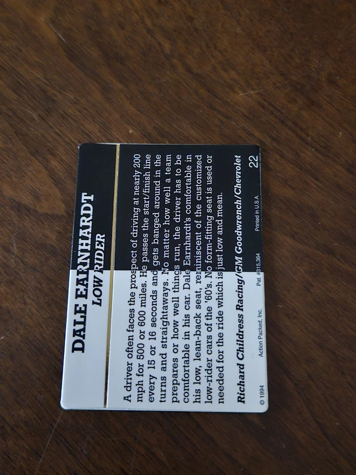 1994 Action Packed Champ and Challenger #22 Dale Earnhardt - Image 2 of 2