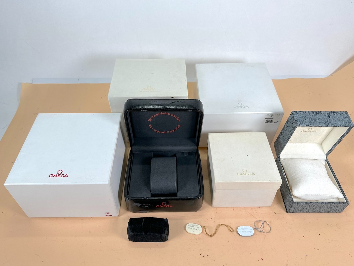GENUINE OMEGA Black gray Michael Schumacher watch box case tag 