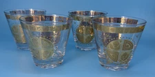 4 Vintage Culver Coronet 22k Gold  Cocktail Glasses MCM Mid Century Modern 8 Oz