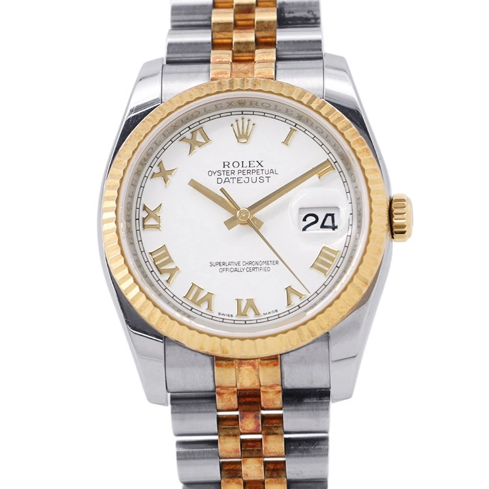 Rolex — ROLEX Datejust 36mm Steel 18K Yellow Gold White Dial 116233