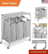 Laundry Sorter with Folding Station Ironing Board 3 Compartments Rollers
