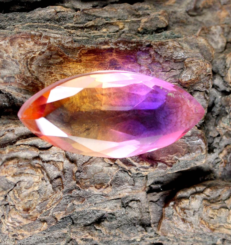 Piedras preciosas sueltas marquesa brasileñas bicolor ametrino 46,15 quilates certificadas T16508 Foto 4 de 4