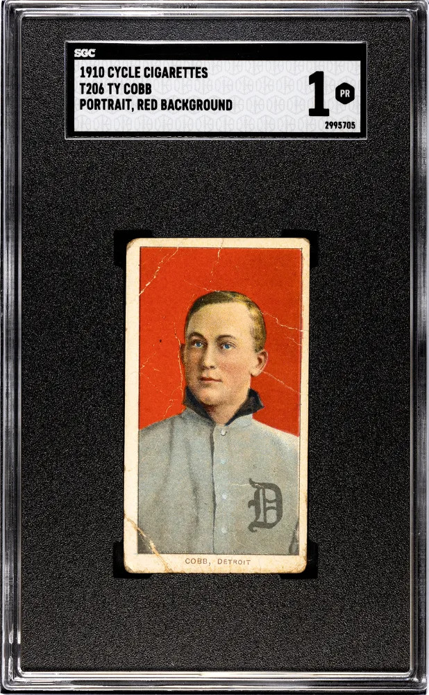 1910 Cycle Cigarettes (T206) Ty Cobb Portrait, Red Background SGC 1