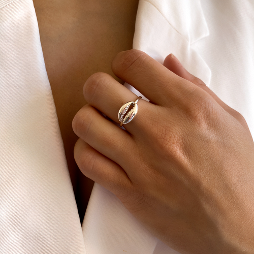 Ring - Damen - Muschel - Cauri - 925/1000 Silber - massiv - 52 54 56 58 - Bild 2 von 5