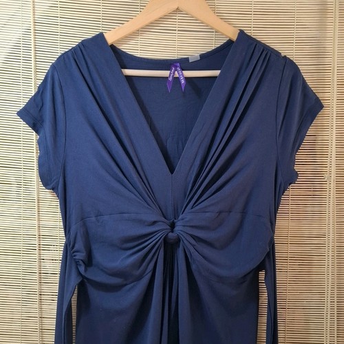 Navy Serephine Maternity Dress Motherhood Tie Back Empire Waist Size 14 - Picture 3 of 8