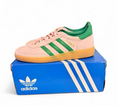 adidas Handball Spezial Pink/Green Suede Low Top Lace-Up Sneakers Rubber Sole JA