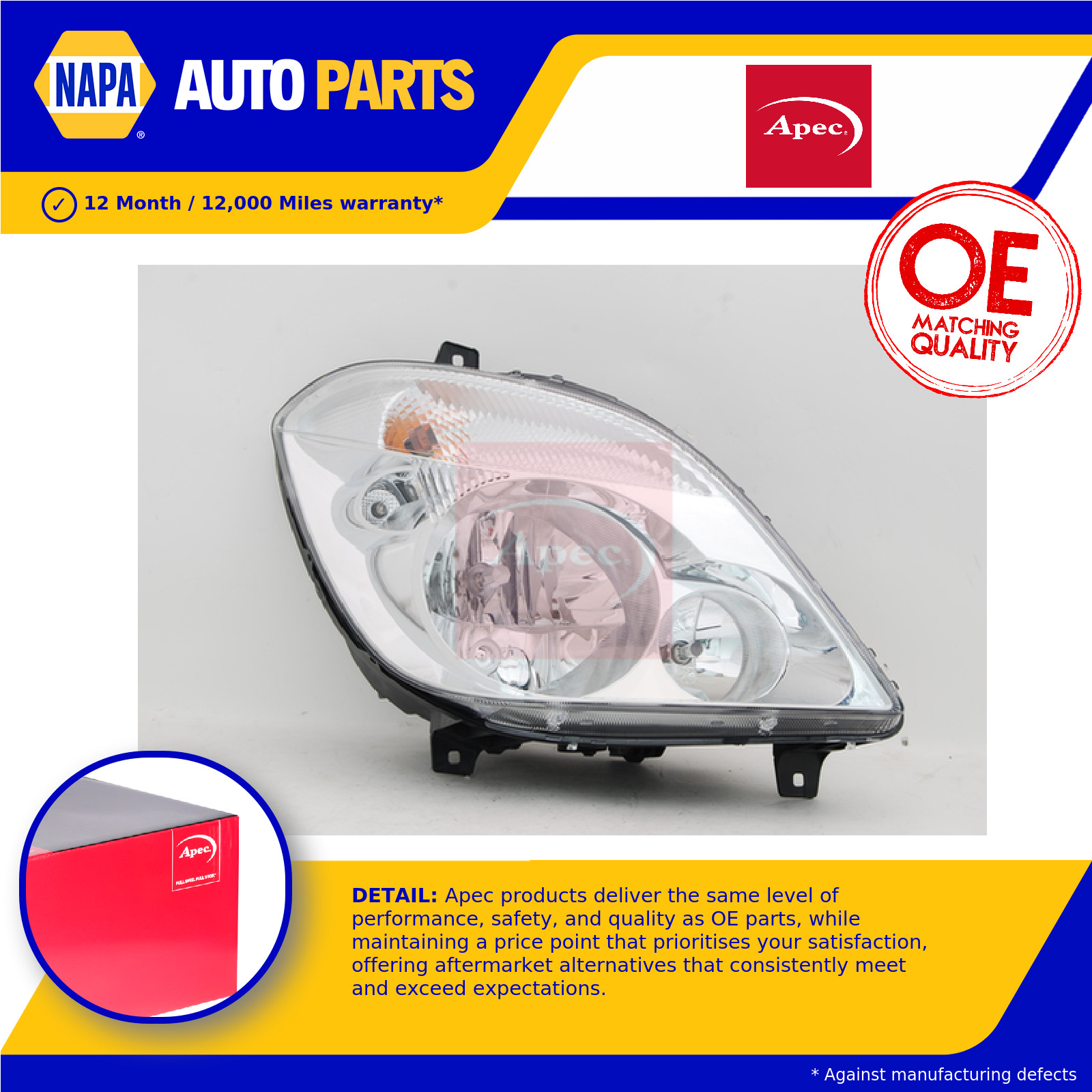 Headlight Headlamp Left ALH2755 Apec Genuine Top Quality Guaranteed New