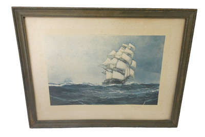 Montague Dawson Sailing Ship Nautical Print Pencil Signed Frost