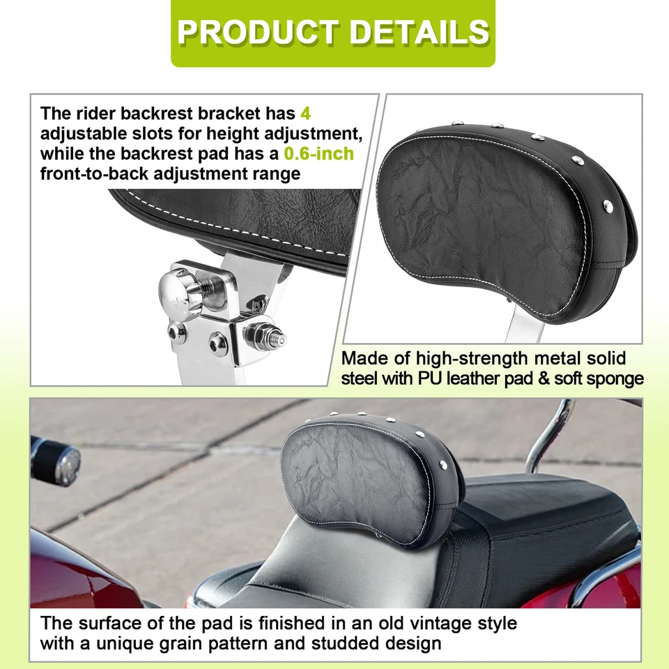 Chrome Driver Rider Backrest Mount Kit For Indian Challenger Pursuit Dark Horse - Изображение 3 из 4