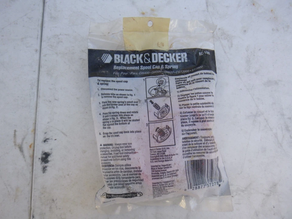 Black & Decker RC-100 Spool Cap & Spring NOS - Image 3 of 4