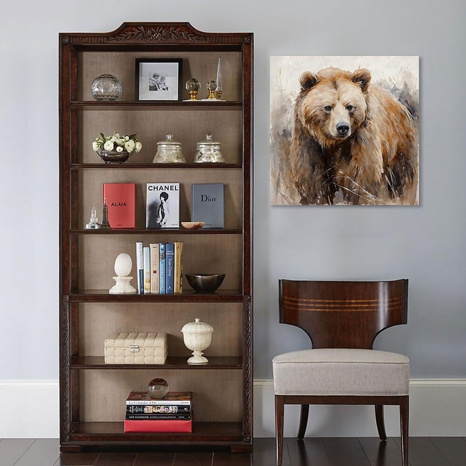 Bear Art Wall Decor Rustic Woodland Bears Paintings Canvas Decor Animal