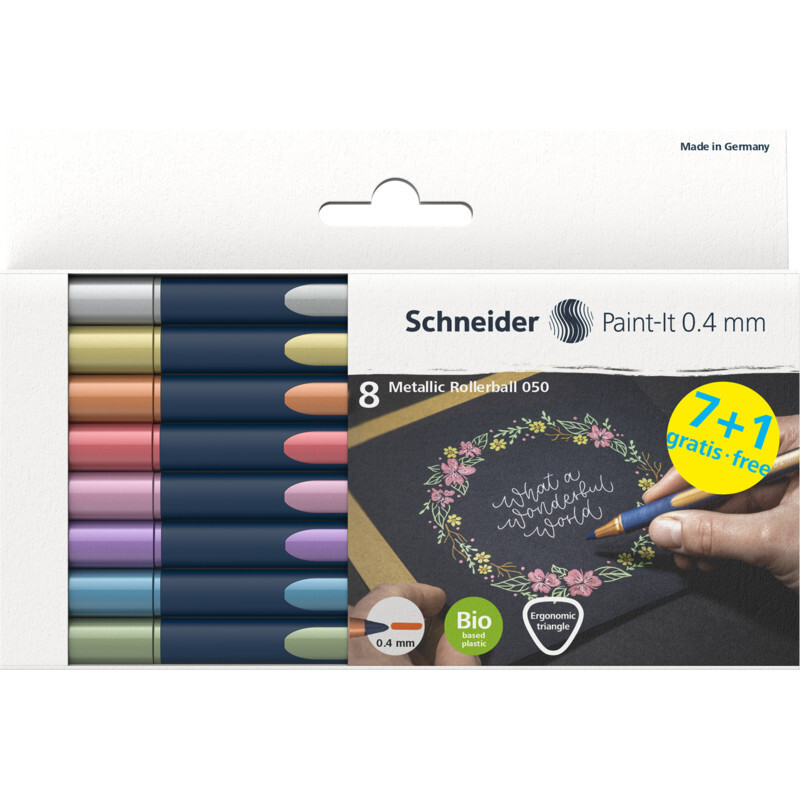 Astuccio 8 Colori - Schneider Paint-It 0,4mm Metallic rollerball