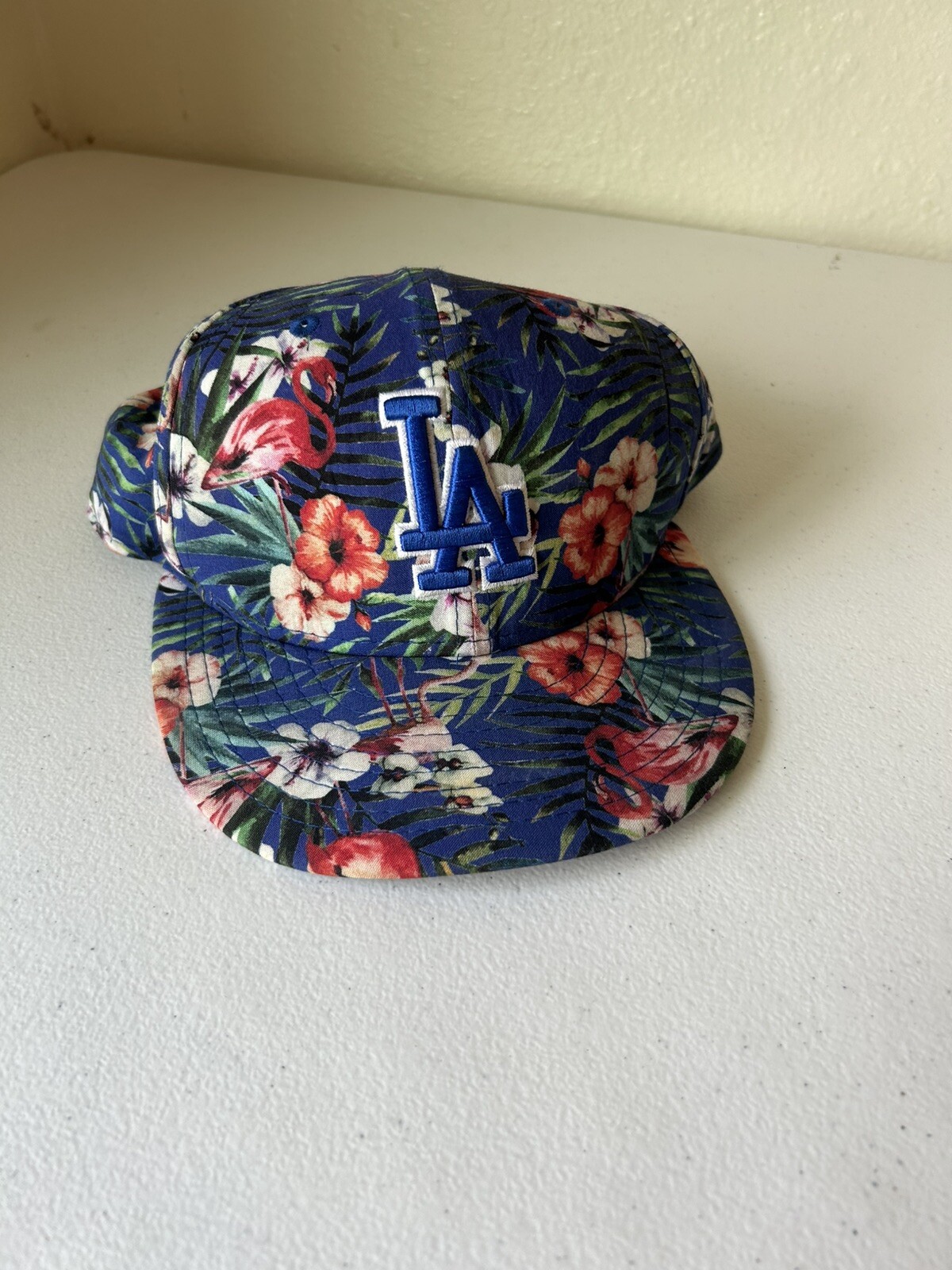 LA DODGERS Rare Tropical Floral Flamingos New Era 9Fifty Snapback Hat/Cap