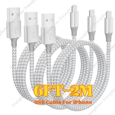 3Pack Heavy Duty USB Charging Cable 6FT For iPhone 14 13 12 11 XR 8 Charger Cord