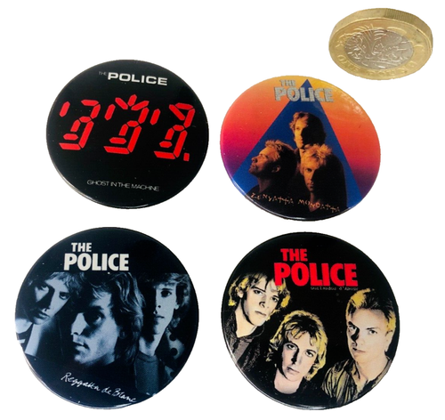 Badge The Police Band Music Pin Button Sting 4Pc