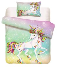 Unicorn Rainbow Duvet Cover Set Twin Size Bedding with Pillowcase ON SALE