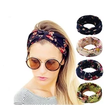 4-Pack Floral Turban Headbands for Women – Elastic Twisted Hair Bands Set