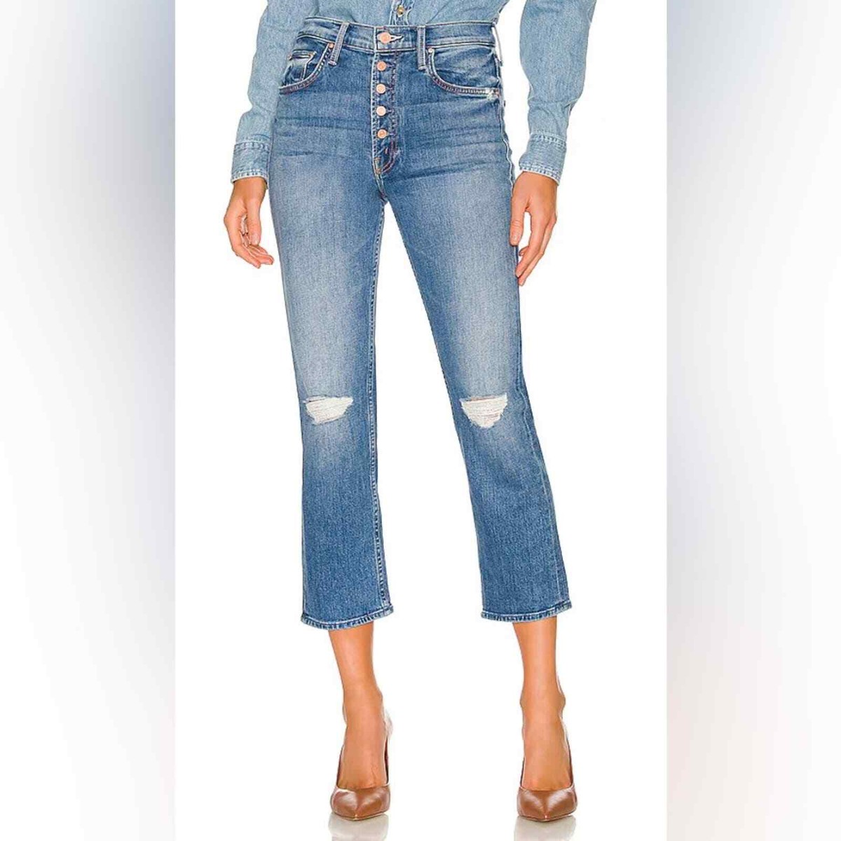 Mother Denim The Pixie Tomcat Crop Not Cut & Pasted Jeans Button Fly 28