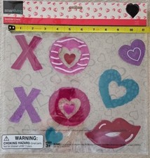 VALENTINE HEART WINDOW GEL WINDOW CLING HEART LIPS X O STICKER STICKY NWT