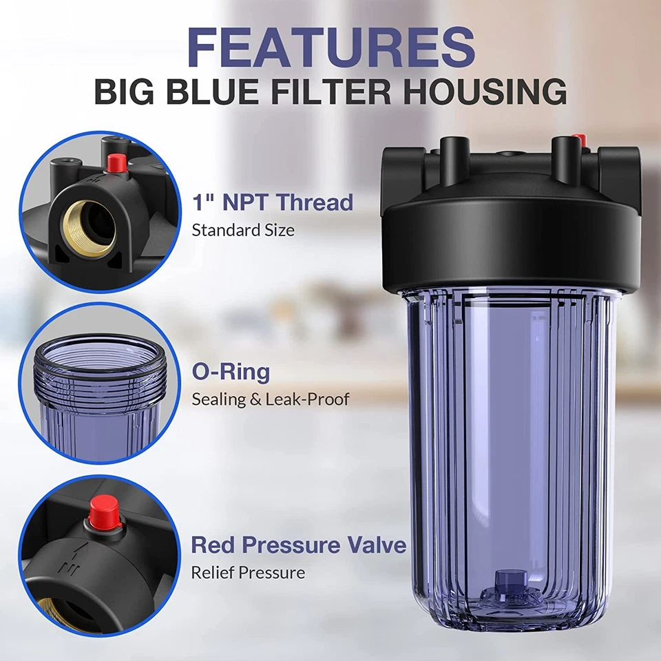 2-Stage 10 Inch Clear Whole House Water Filter Housing Filtration System 1" NPT - Image 3 of 4