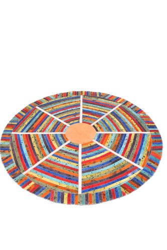 LEATHER HAIRON AREA RUG ROUND SHPED 5X5 GREY COLOUR NCOW HIDE PATCHWORK RUGS - Picture 8 of 9