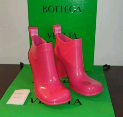 Bottega Veneta sz EU 37, US 7 PINK Rubber Rain Booties AUTHENTIC FULL SET