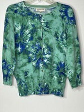 Jones New York Sport Green Blue Cardigan Sweater Women's L SEE DESCRIPTION