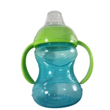 Nuby No-Spill Clik-It Soft Spout Sippy Cup 3 Piece No Spill Blue & Green