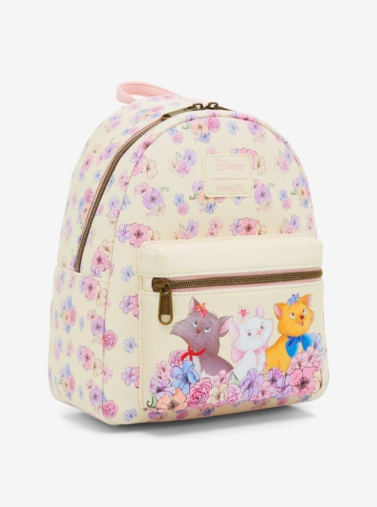 Loungefly Disney Aristocats Mini Backpack featuring Marie, Berlioz, and Toulouse Loungefly Disney Aristocats Floral Chenille Mini Backpack  main image 4