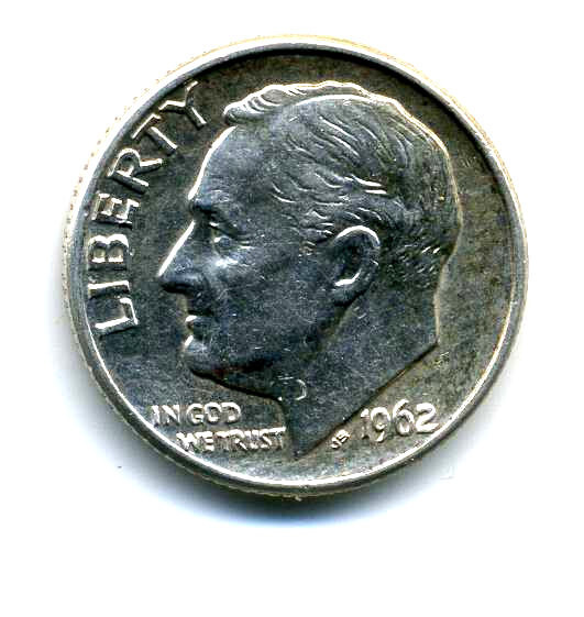 1962 D Roosevelt Dime US 10 Cent U.S America SILVER UNITED STATES 10c Coin #7826