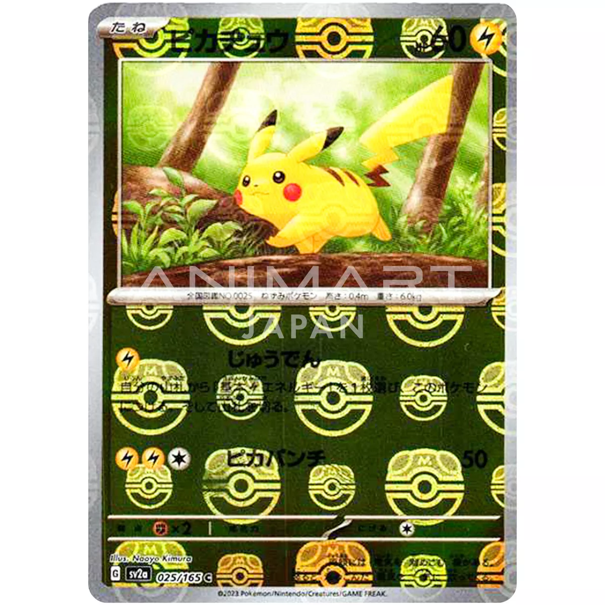 Pikachu (Master Ball Foil) C 025/165 SV2a Pokémon Card 151 - Pokemon  Japanese