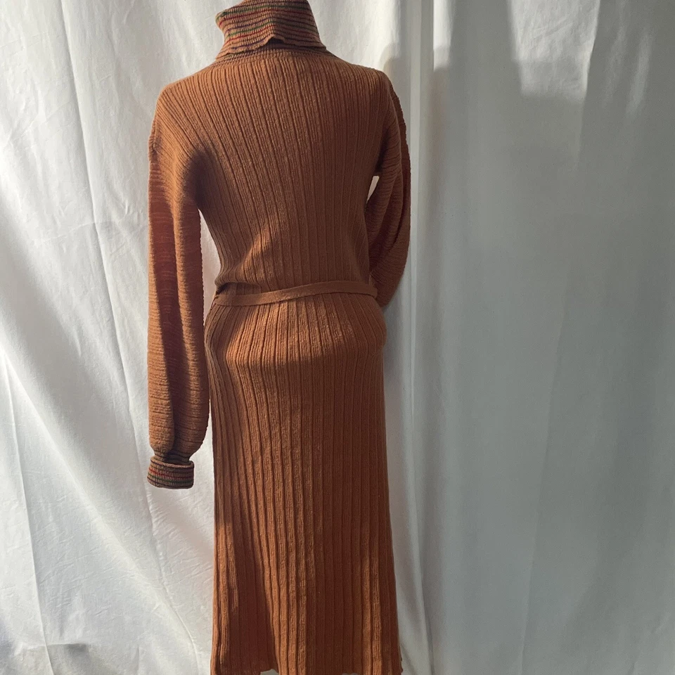 Vestido Suéter Cuello Alto Allora Años 70 De Colección Hecho en Italia Mezcla Mohair S/M Foto 2 de 4