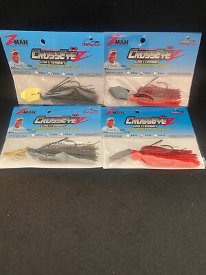 LOT OF 4 Zman Chatterbait Mini Max Bait 2- 1/2 OZ FIRE CRAW & 2- 1/2 OZ Mouserat
