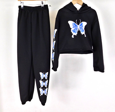 Shien Trainingsanzug schwarz Schmetterling ab 10 Jahren auffälliger Cropped-Stil