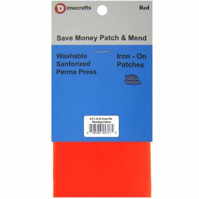 Iron-On Mending Fabric Repair Patch 6.5 x 14 Inch Compare to Bondex - Red