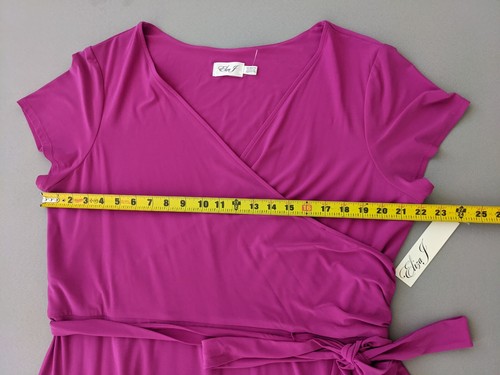 NEW Eliza J Size XXL Plus Women Cap Sleeves Wrap Dress Pink Short Belted V-Neck - Picture 7 of 11