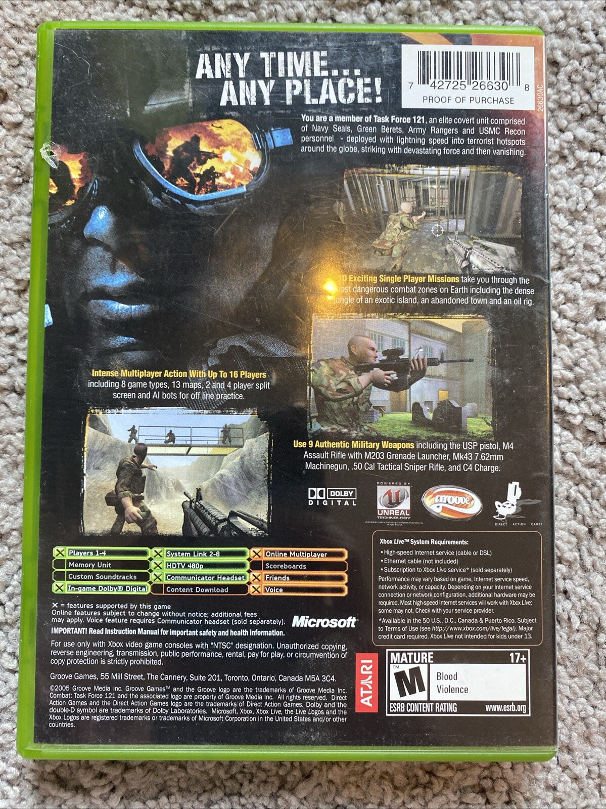 Combat Task Force 121 (Microsoft Xbox, 2005) Complete Cib Cleaned ...