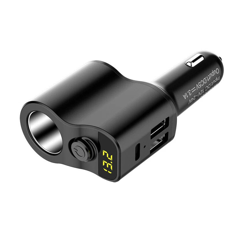 80W car cigarette lighter socket Splitter Car Charger Adapter USB C Type PD port - image 2 of 4