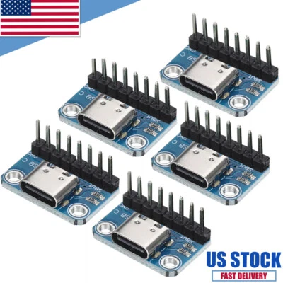 5Pcs USB TYPE C Breakout Board Female 2.54MM with Pin Header Connector
