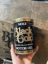 FULL 1960’s MOLY Black Gold Truck Motor Oil Can 1 qt. - Gas & Oil only 1 can
