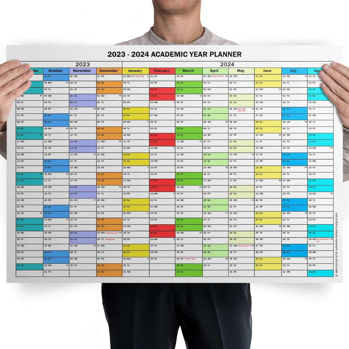 2023-2024 Grande Metà Anno Accademico Muro Agenda Calendario