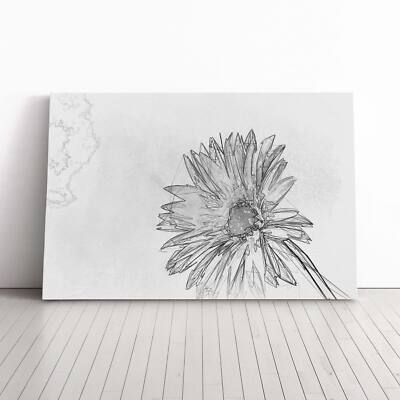 Blumenskizze in abstrakter Leinwand Wandbild Kunstdruck gerahmtes Bild Deko Esszimmer