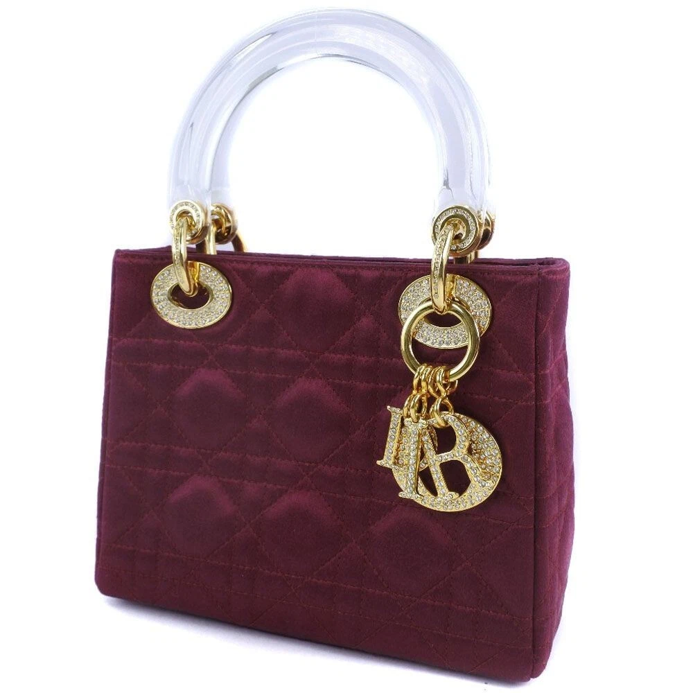 Christian Dior Lady Dior mini sac à main sac à main bordeaux or quincaillerie femme