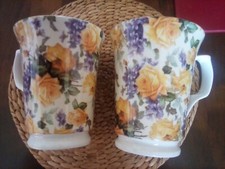 Set of 2 Floral Pattern Porcelain Coffee/Tea Mugs by Mayfair.Staffordshire.