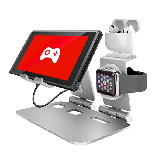 Tablet CellPhone iPhone Apple Watch Airpods Holder Foldable Aluminum Stand Mount - Zdjęcie 10 z 22