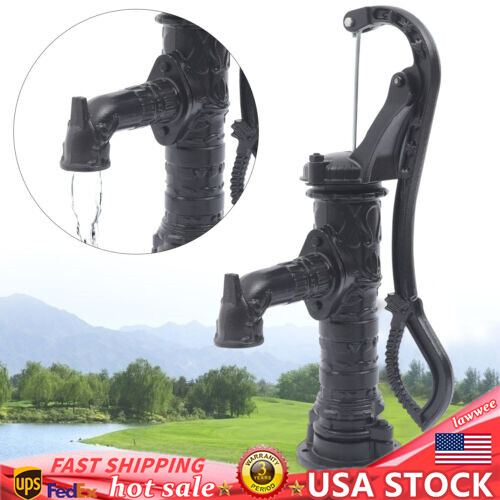 Cast Iron Water Well Hand Pump 26 feet Black Rustic Garden Farmhouse Antique - Picture 1 of 6