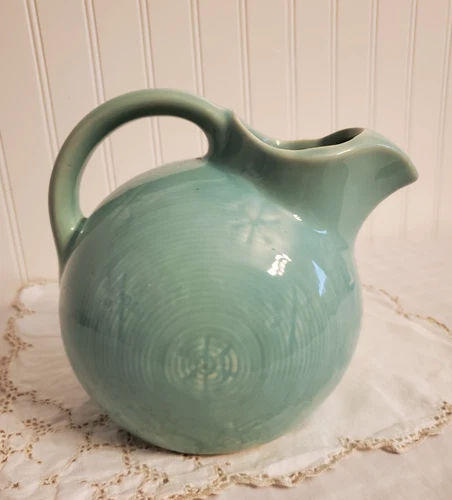 Shawnee Pottery Vintage Aqua Green Ball Jug Snowflake Water/ Juice Pitcher USA