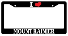 Black License Plate Frame I Heart Mount Rainier Auto Accessory Novelty 2388