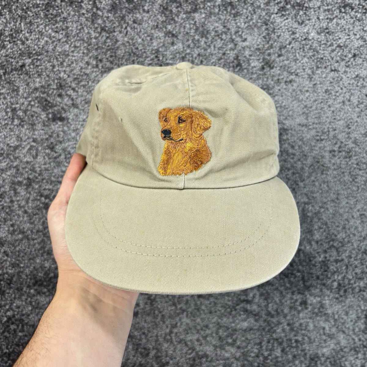 Vintage 90s Orvis Labrador Dog Hat Cap Long Bill USA Made Outdoor