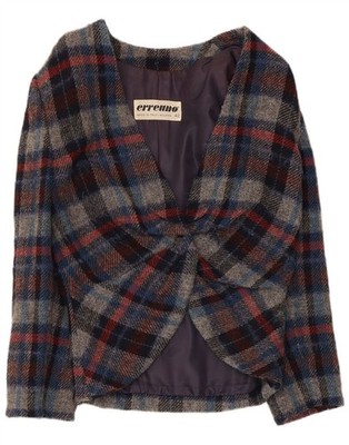 Erreuno Womens 1 Button Blazer Jacket IT 42 Medium Multicoloured Check Wool AG39